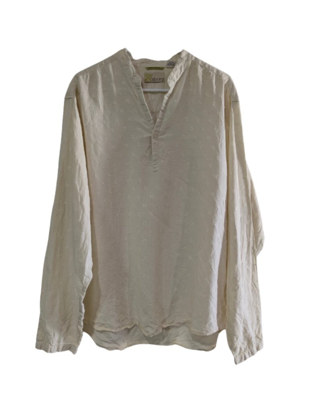Cubavera Men's Linen Heritage Fit Shirt, Cream, XL, Mandarin Collar